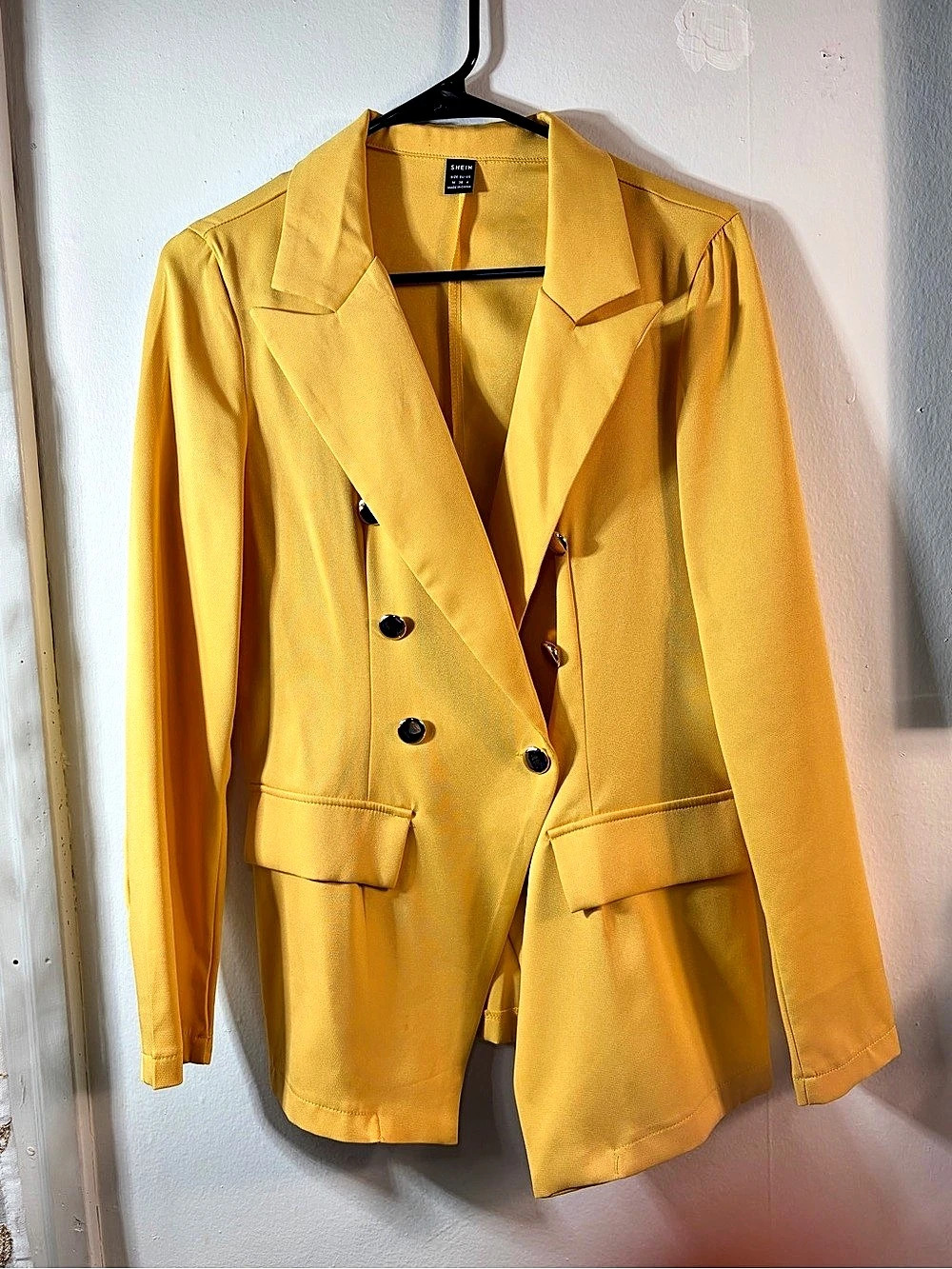 SHEIN Double-Breasted Blazer in Yellow Size Medium Like New